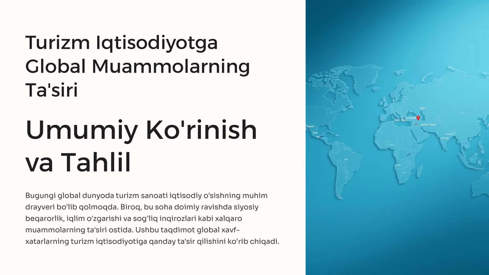 Turizm Iqtisodiyotga Global Muammolarning Ta'siri