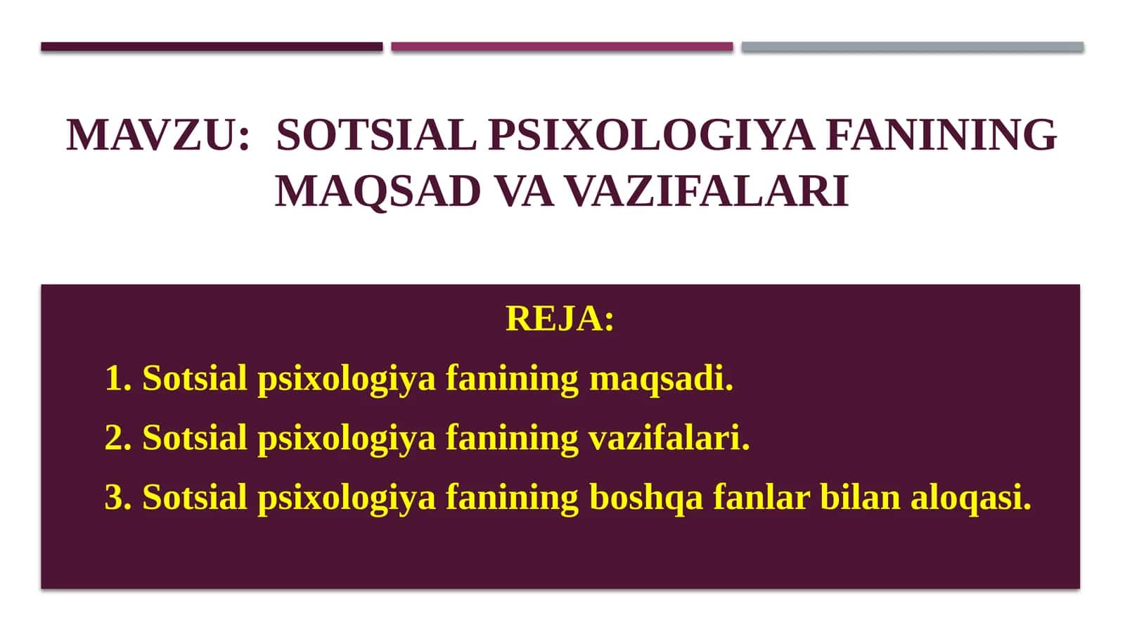 Sotsial psixologiya fanining maqsad va vazifalari