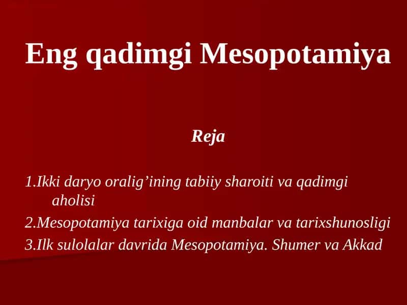 Eng qadimgi Mesopotamiya
