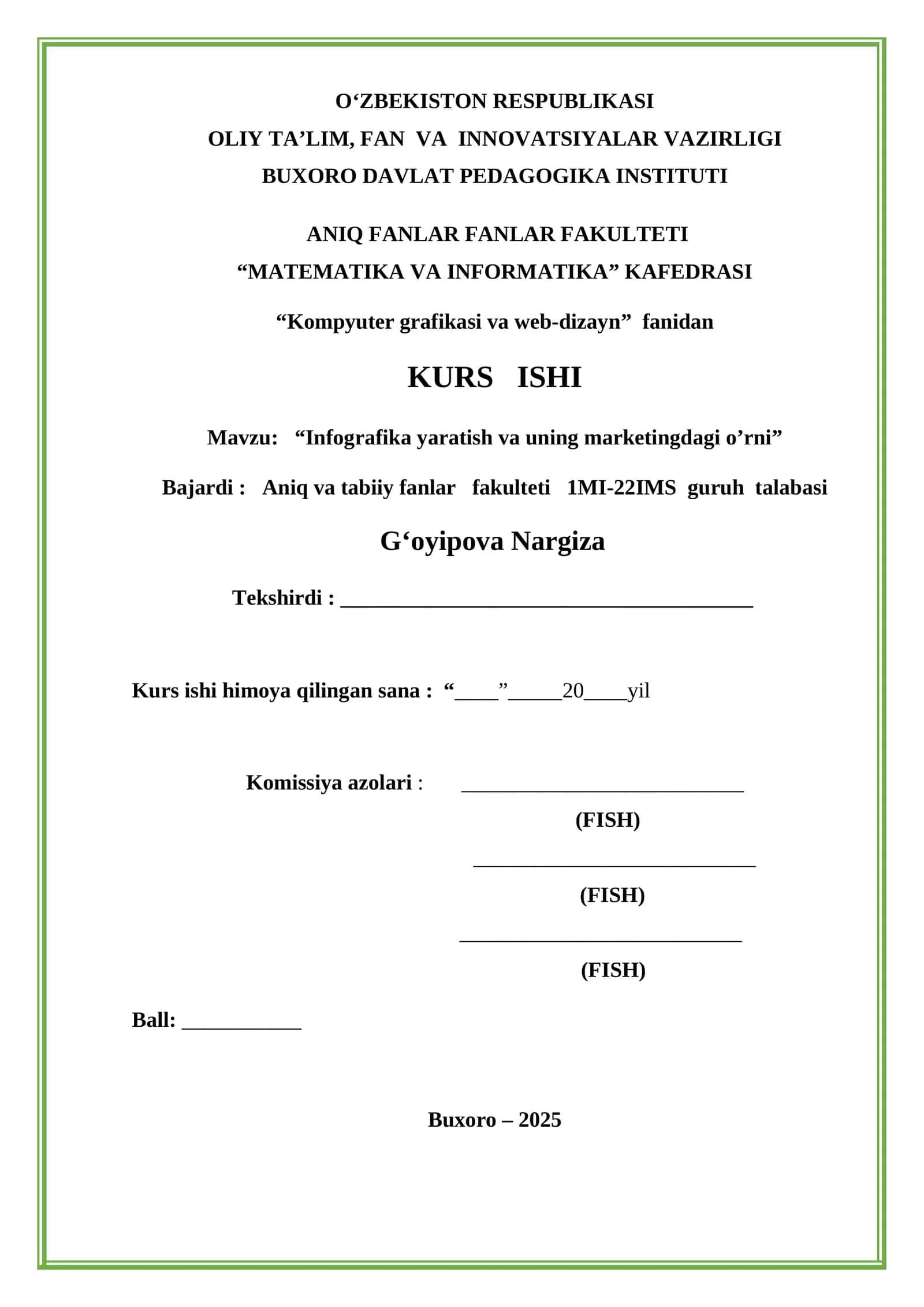 Infografika yaratish va uning marketingdagi o’rni