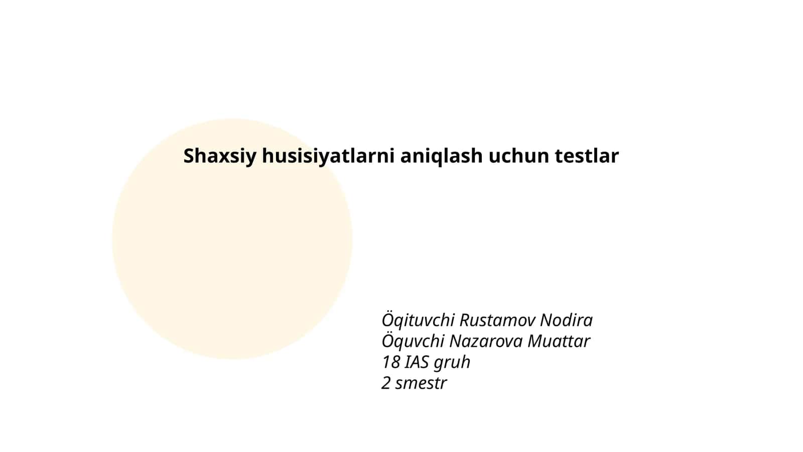 Shaxsiy husisiyatlarni aniqlash uchun testlar