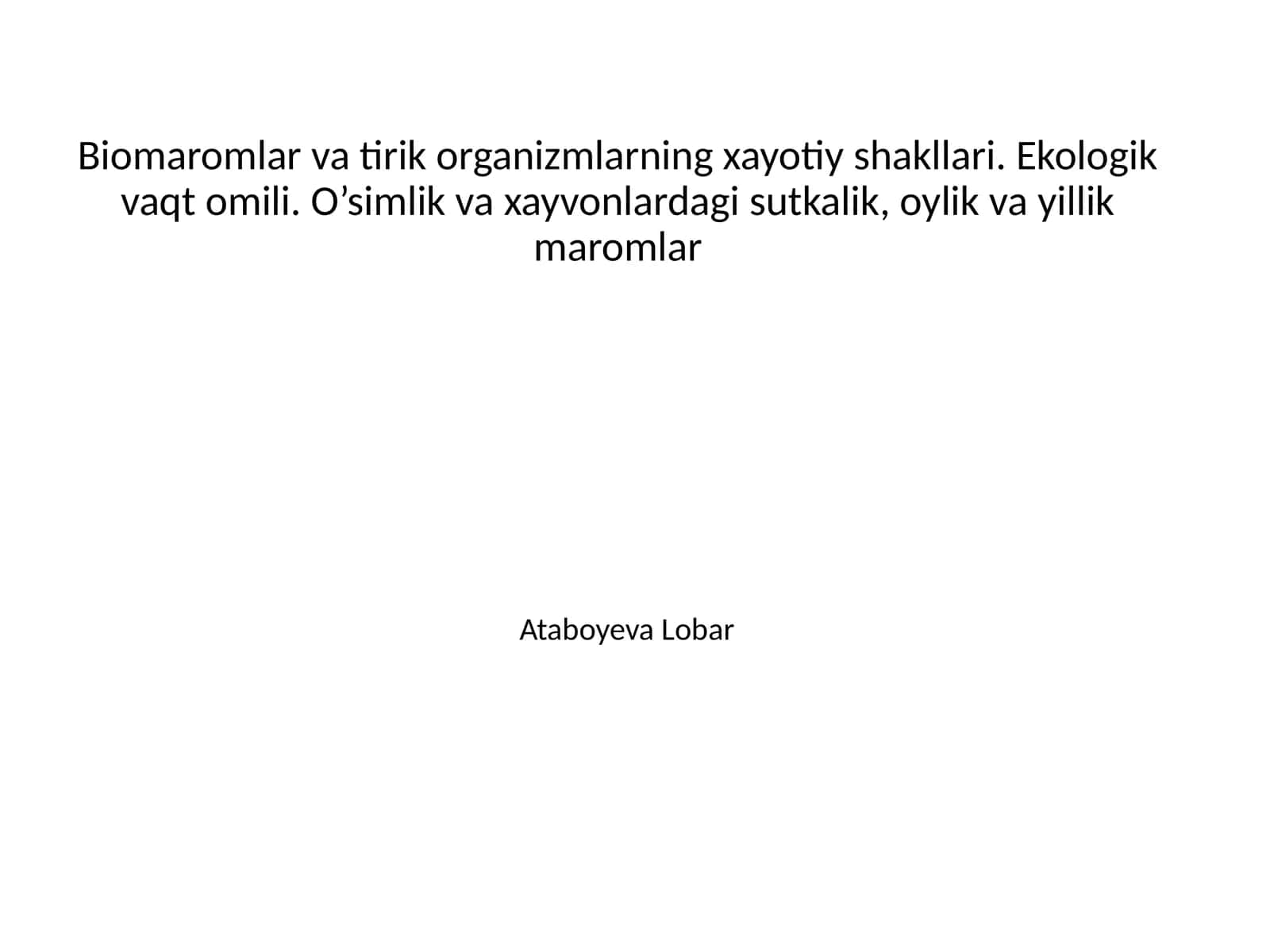 Ekologik vaqt omili