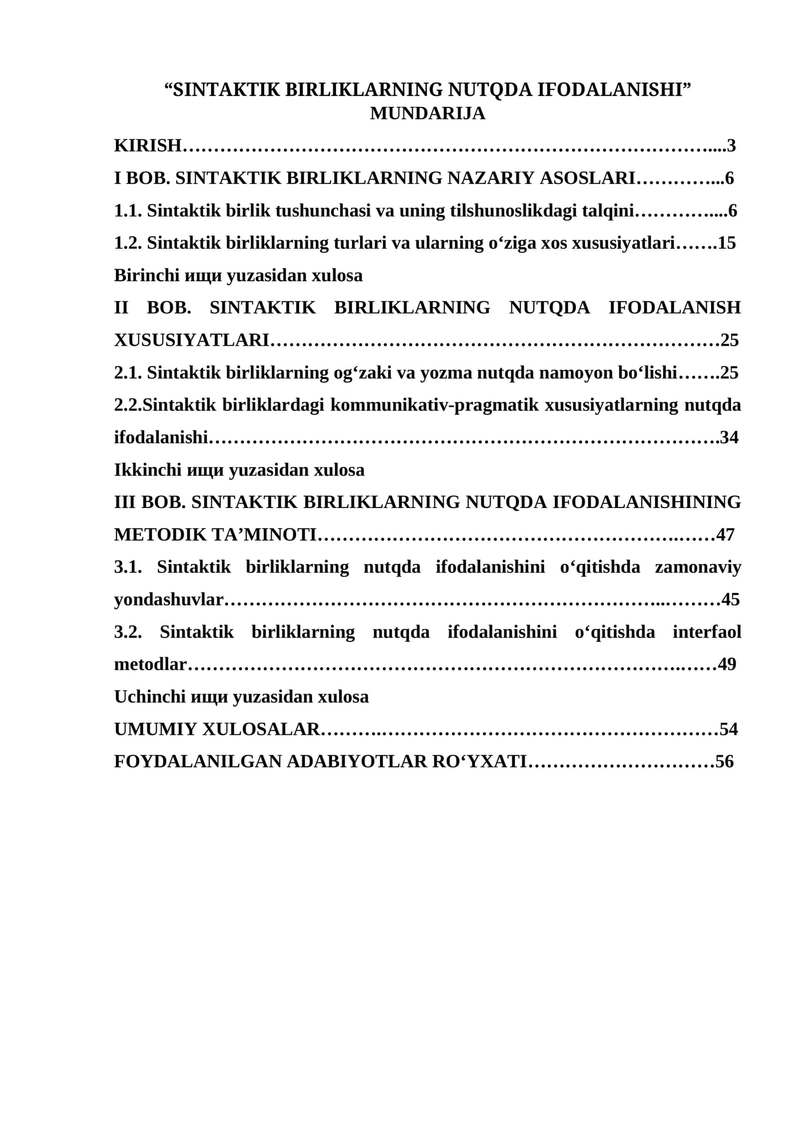 SINTAKTIK BIRLIKLARNING NUTQDA IFODALANISHI