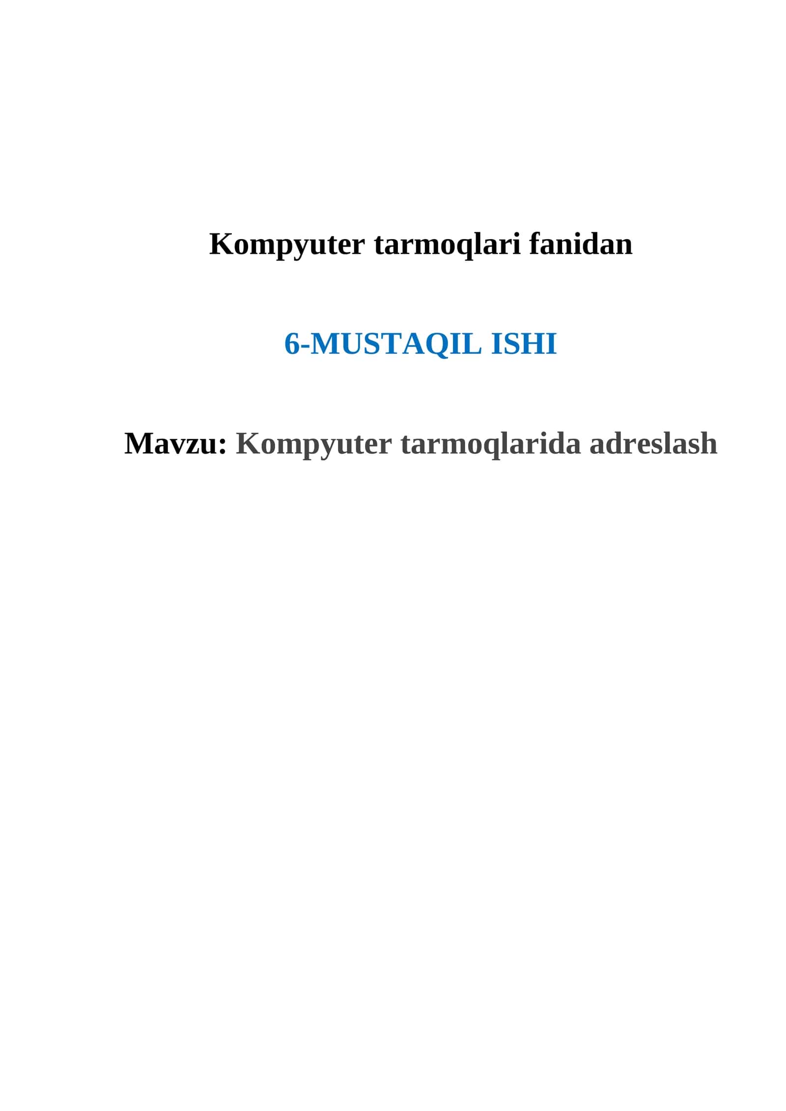 Kompyuter tarmoqlarida adreslash