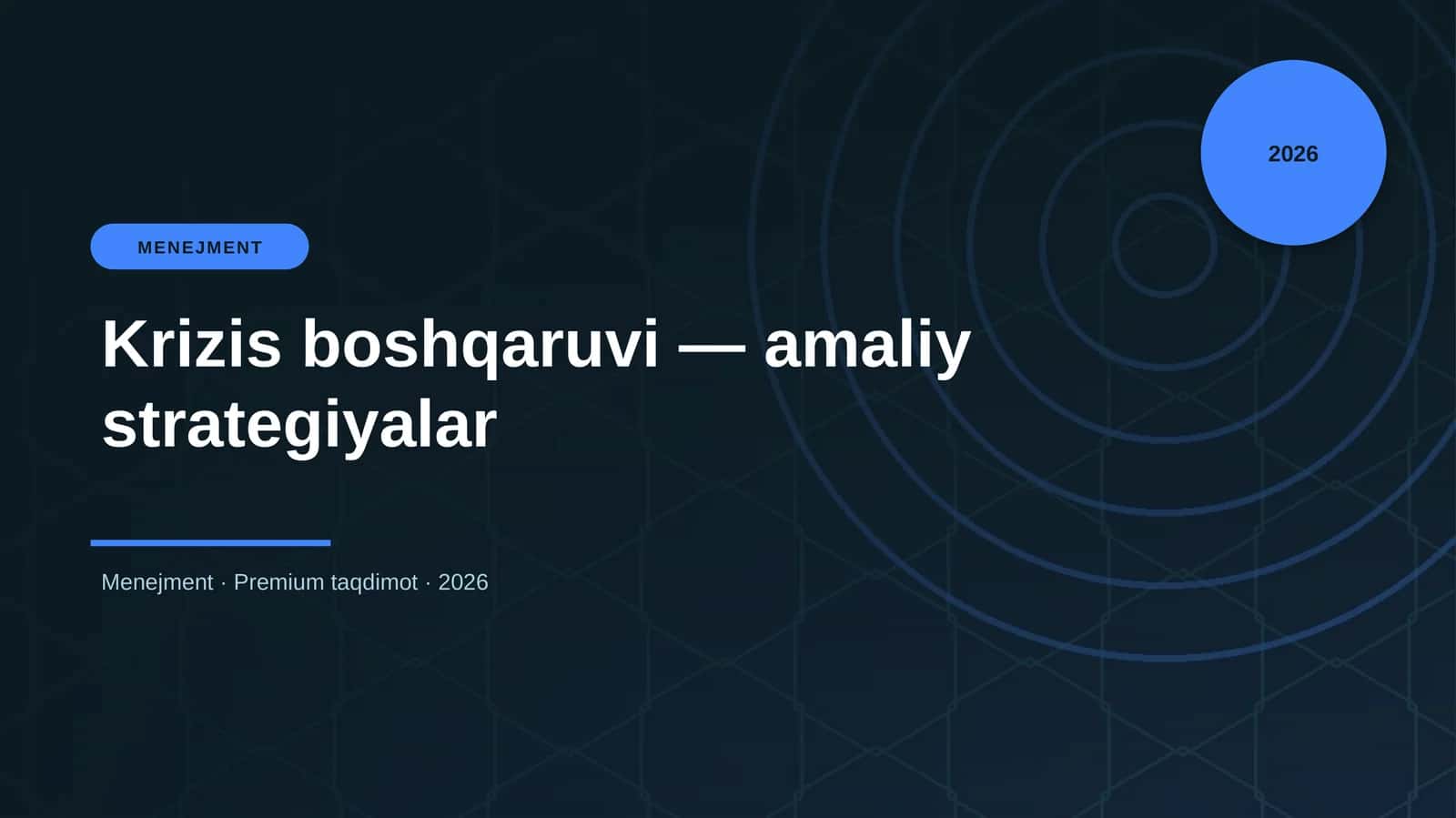 Menejment - Krizis boshqaruvi — amaliy strategiyalar