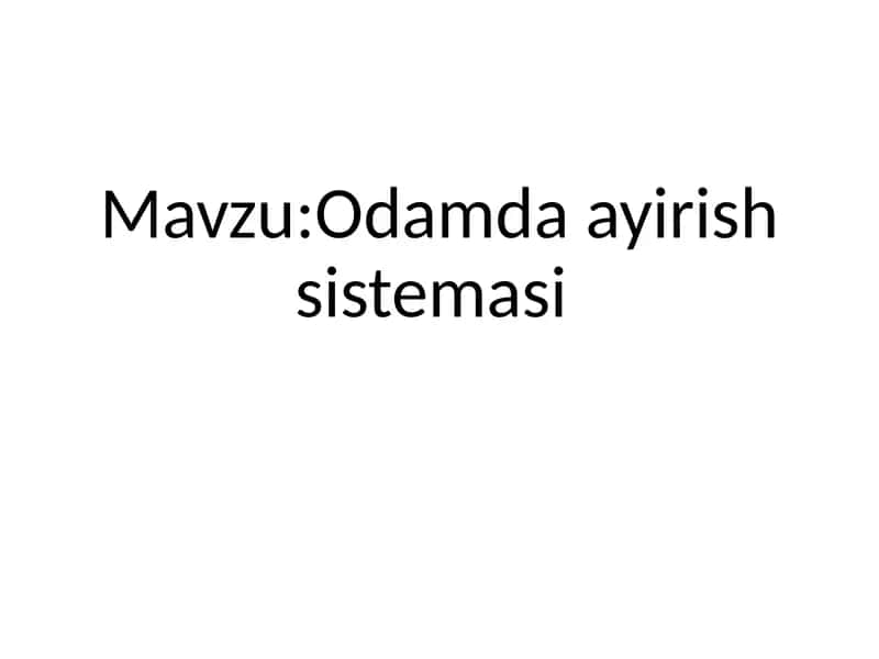 Siydik ayirish organlari
