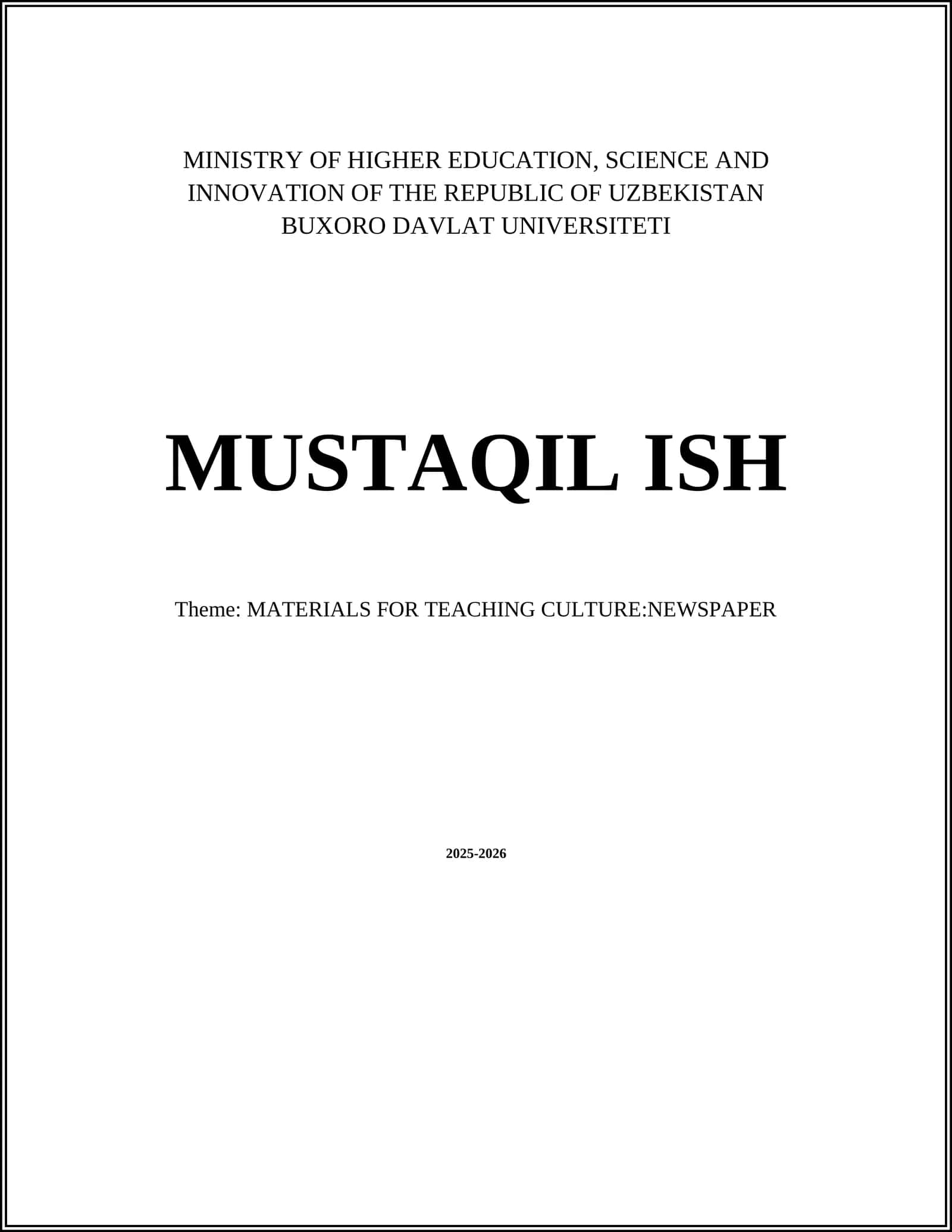 MATERIALS FOR TEACHING CULTURE: NEWSPAPER