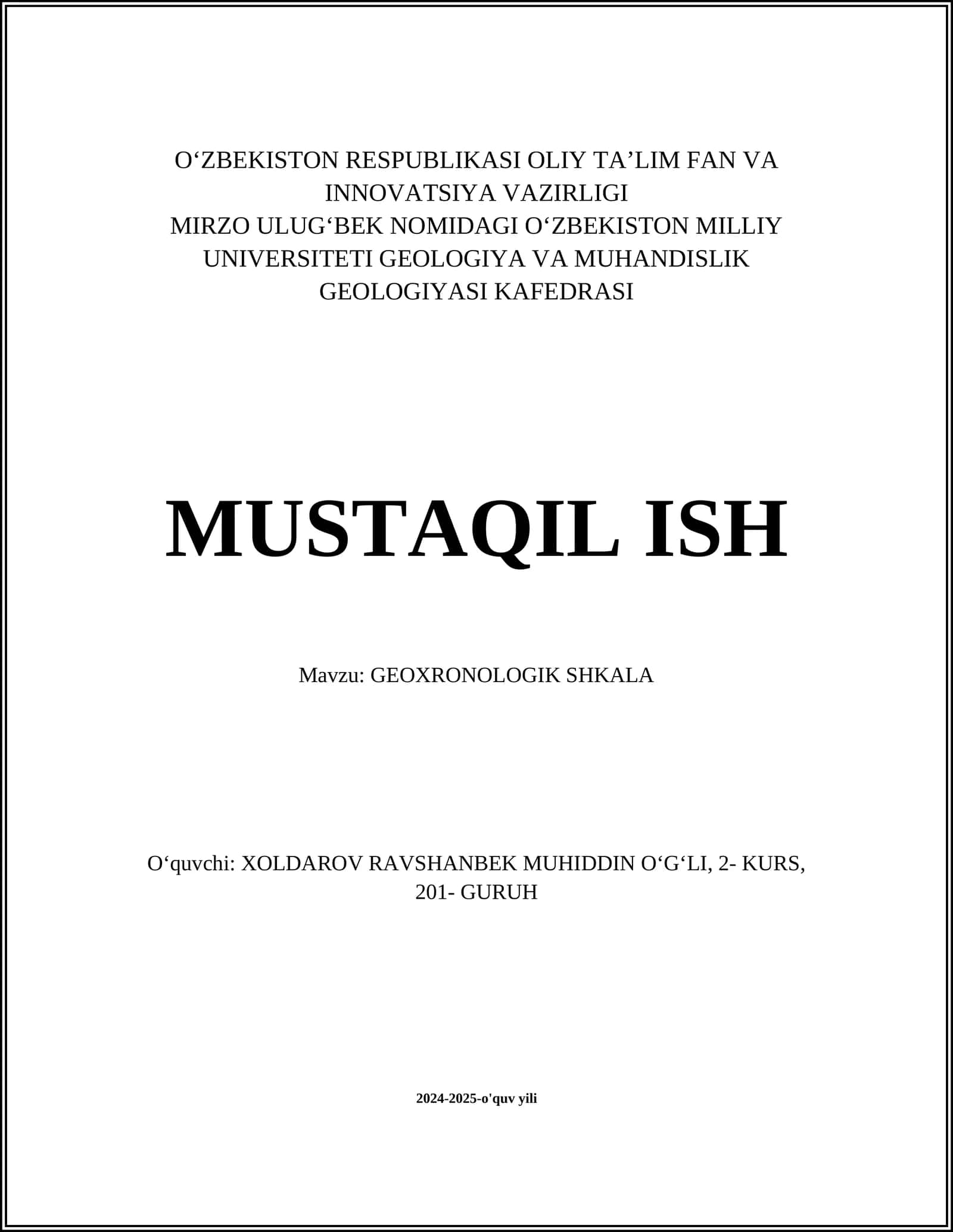 GEOXRONOLOGIK SHKALA