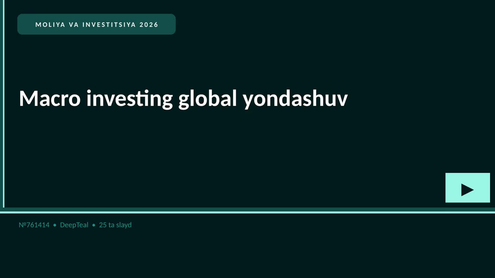 MOLIYA VA INVESTITSIYA 2026