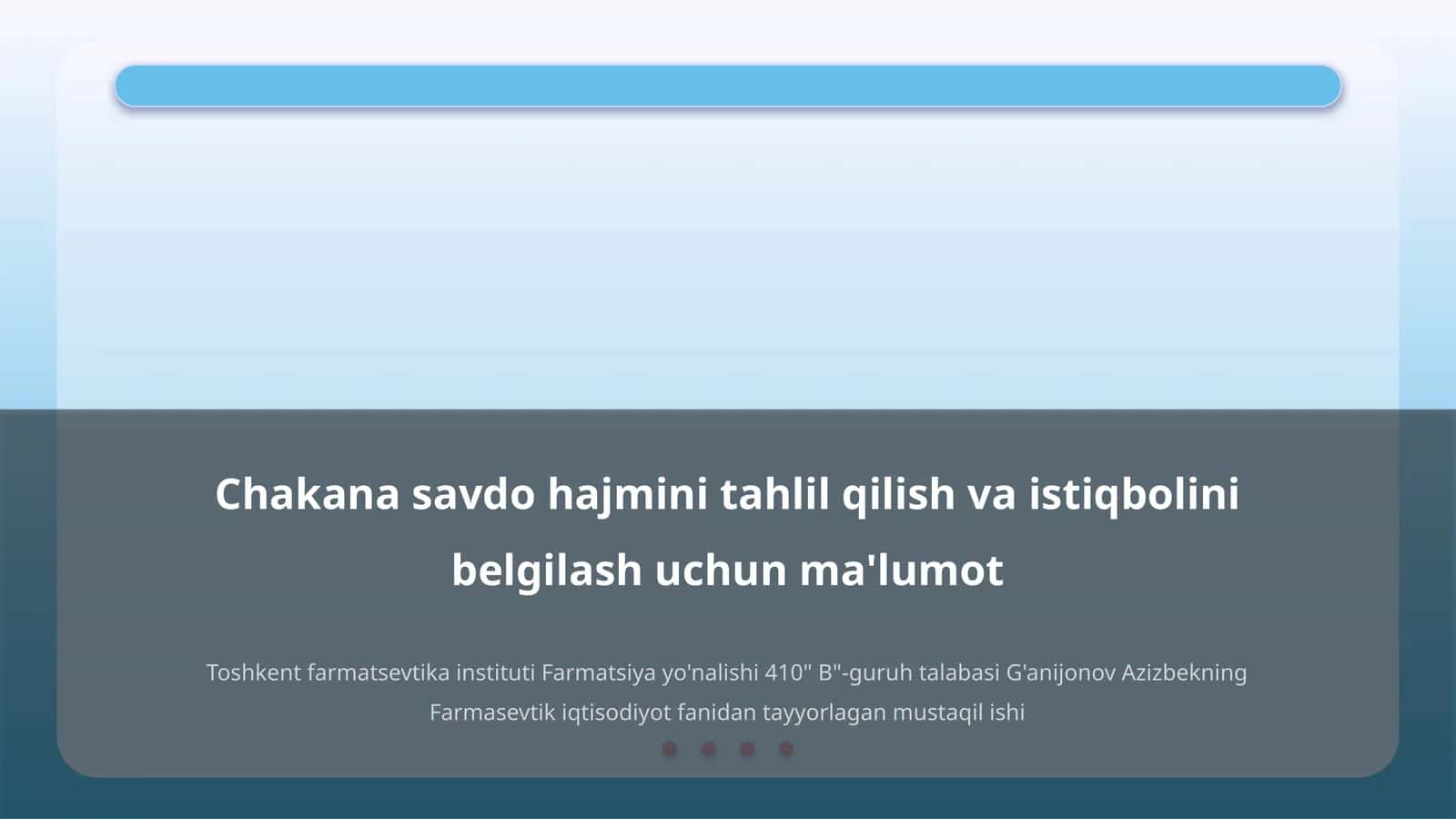 Chakana savdo hajmini tahlil qilish va istiqbolini belgilash uchun ma'lumot