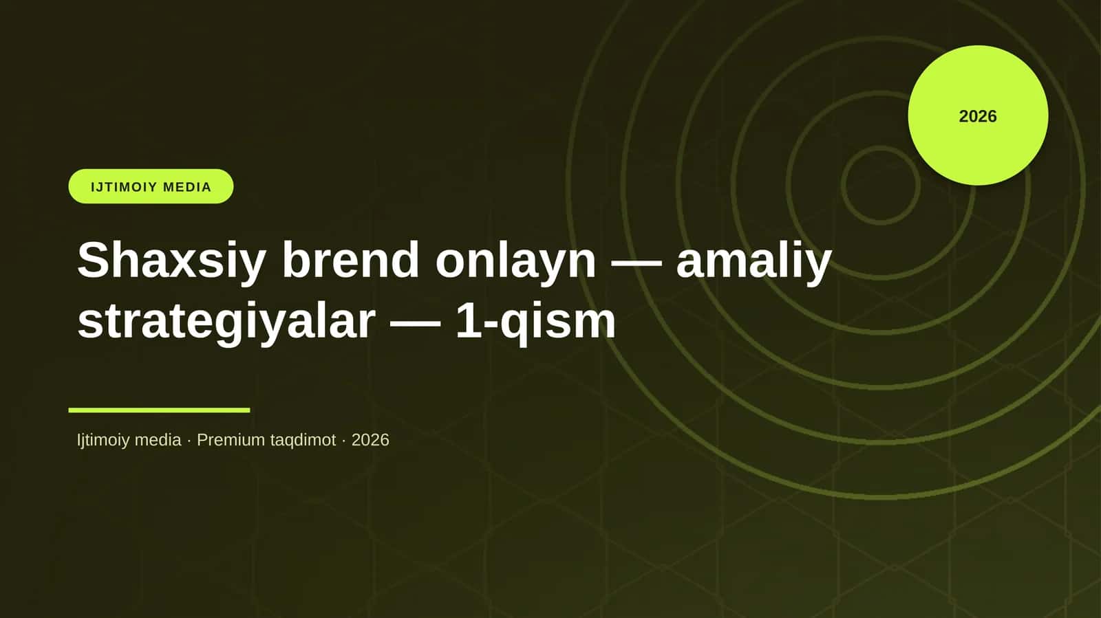 Shaxsiy brend onlayn — amaliy strategiyalar — 1-qism