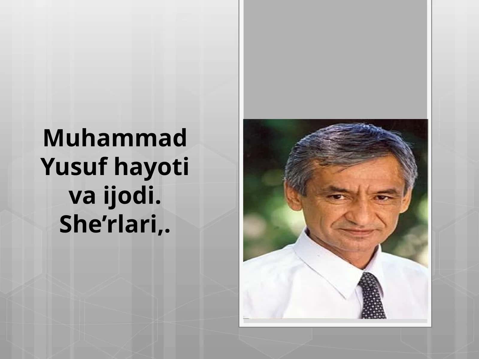 Muhammad Yusuf hayoti va ijodi. She’rlari