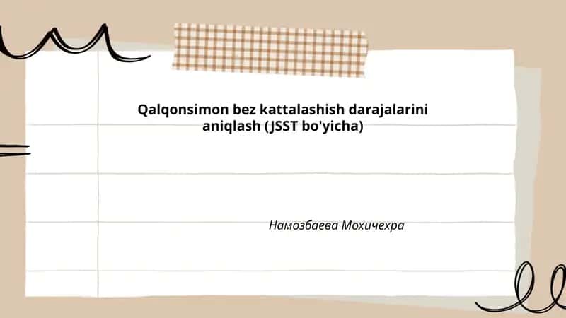 Qalqonsimon bez kattalashish darajalarini aniqlash (JSST bo'yicha)