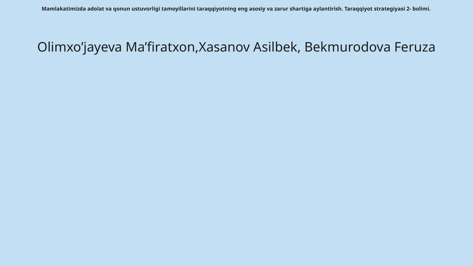 Adolat va Qonun Ustuvorligi