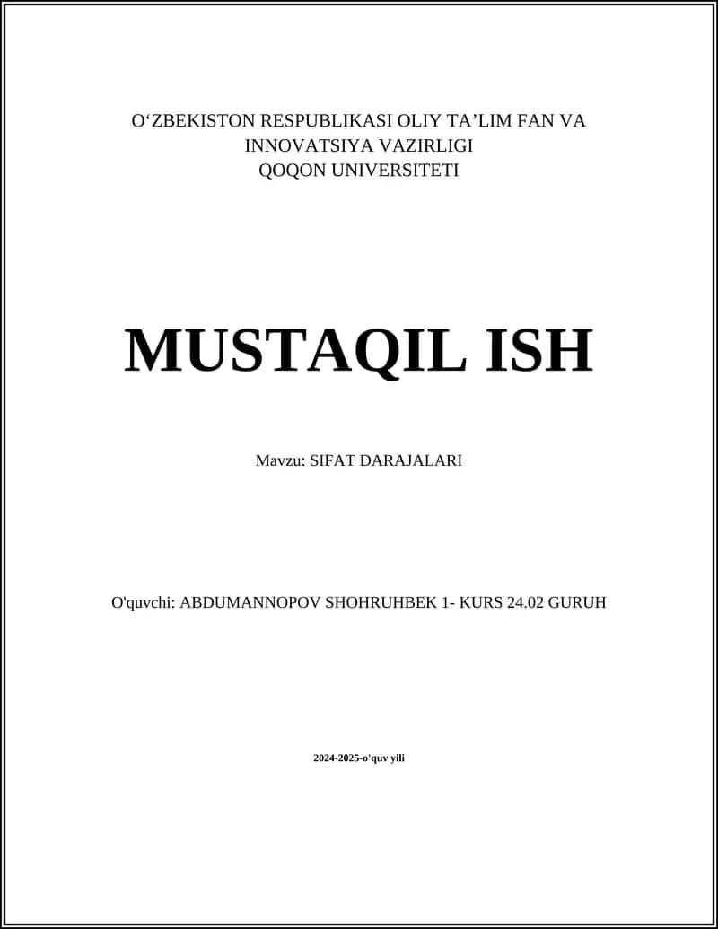 SIFAT DARAJALARI