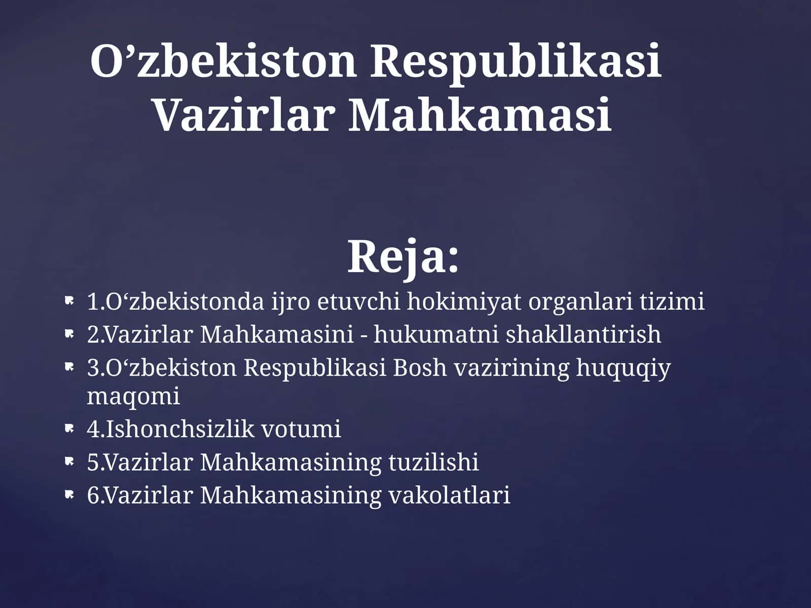 O‘zbekiston Respublikasi Vazirlar Mahkamasi