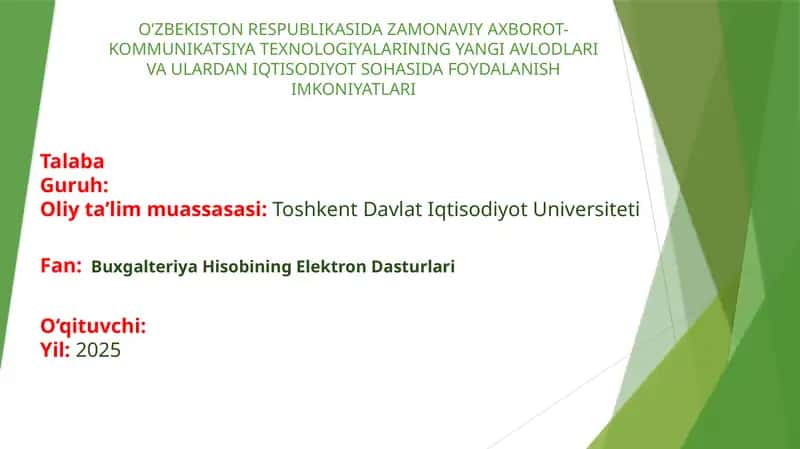Buxgalteriya Hisobining Elektron Dasturlari