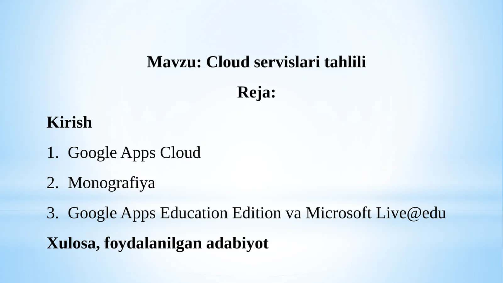 Cloud servislari tahlili