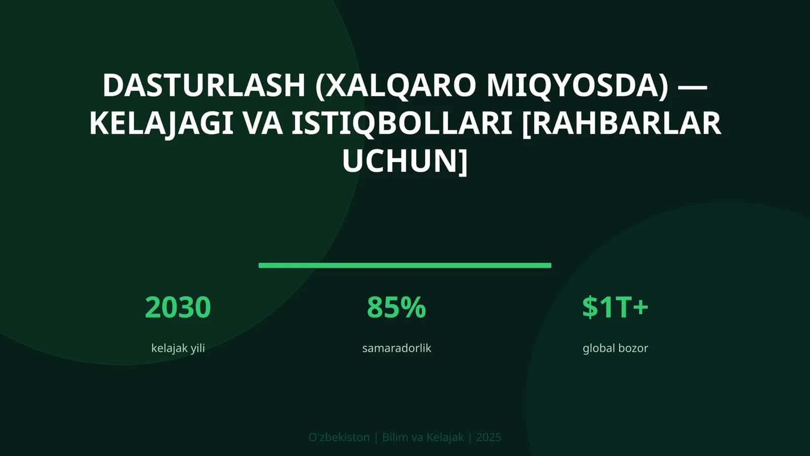 Dasturlash (xalqaro miqyosda) — kelajagi va istiqbollari [rahbarlar uchun]