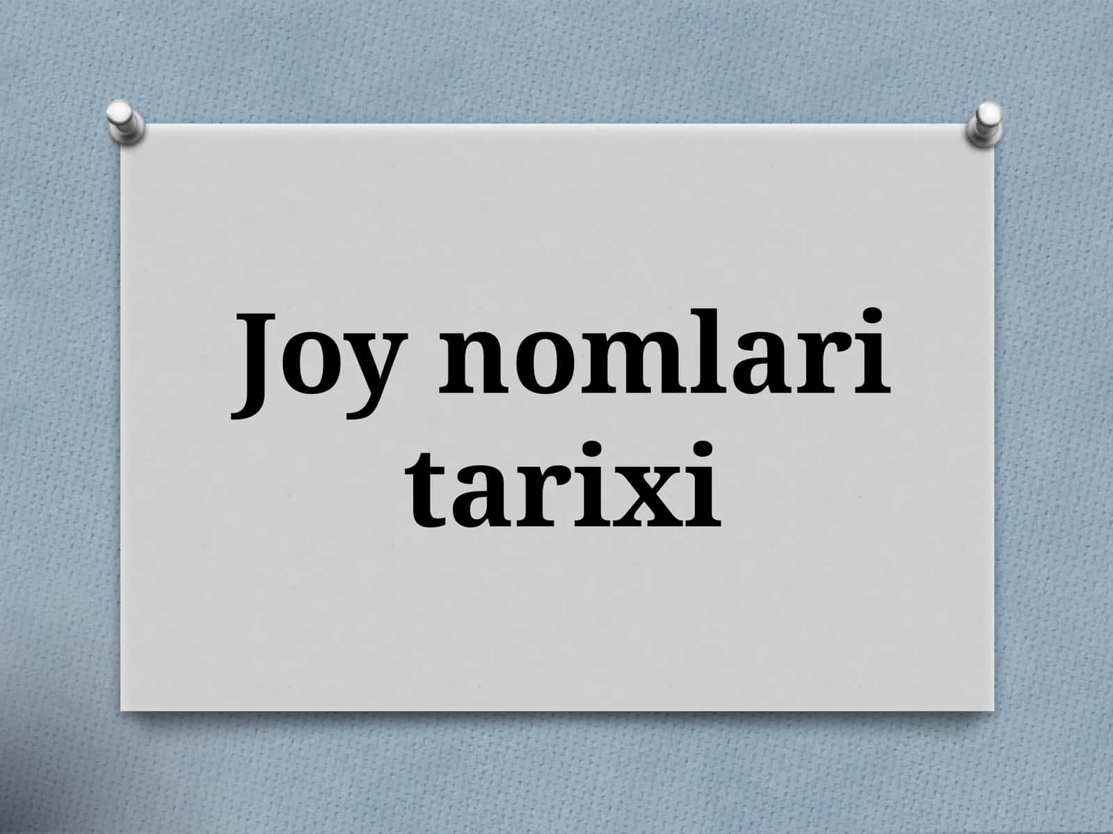 Joynomlar Itarixi