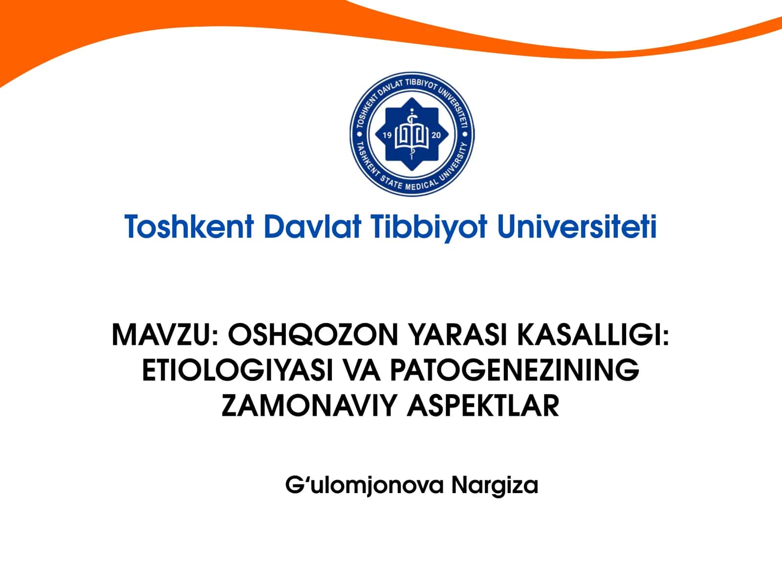 OSHQOZON YARASI KASALLIGI: ETIOLOGIYASI VA PATOGENEZINING ZAMONAVIY ASPEKTLAR