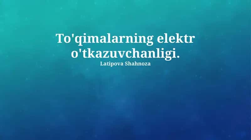 To'qimalarning elektr o'tkazuvchanligi