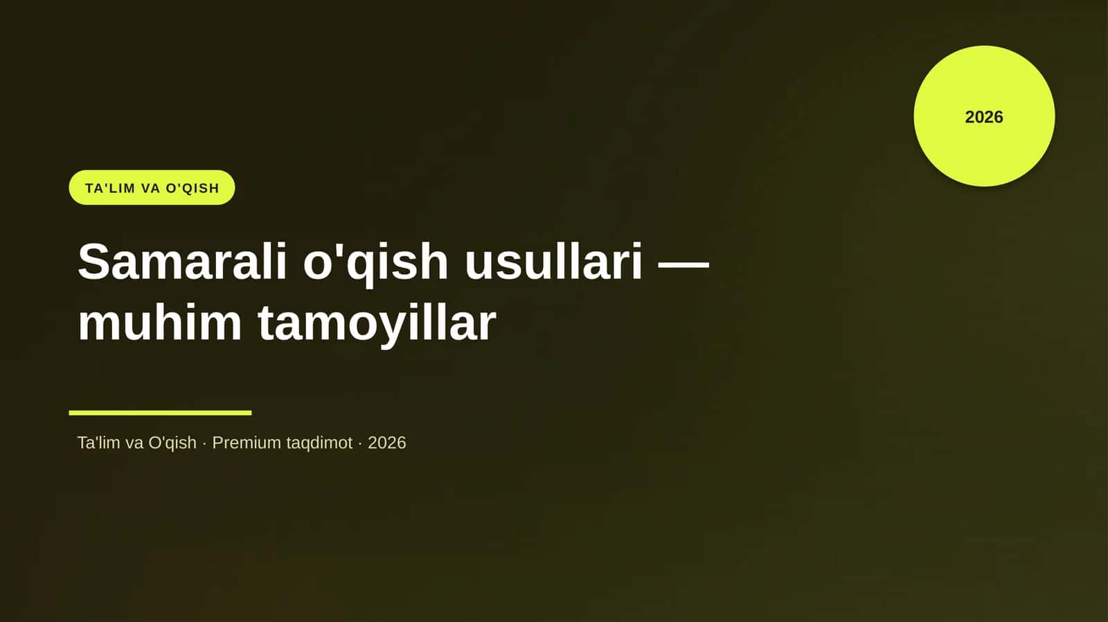 Samarali o'qish usullari — muhim tamoyillar
