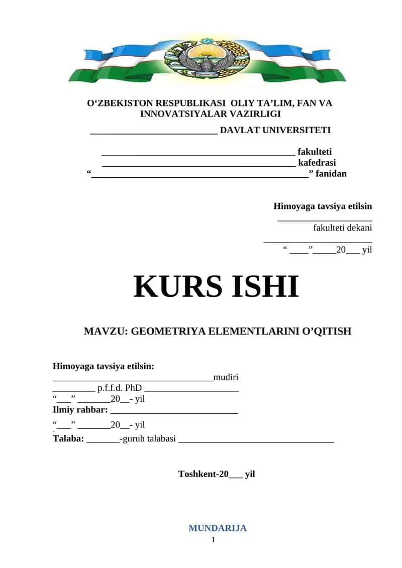 GEOMETRIYA ELEMENTLARINI O’QITISH