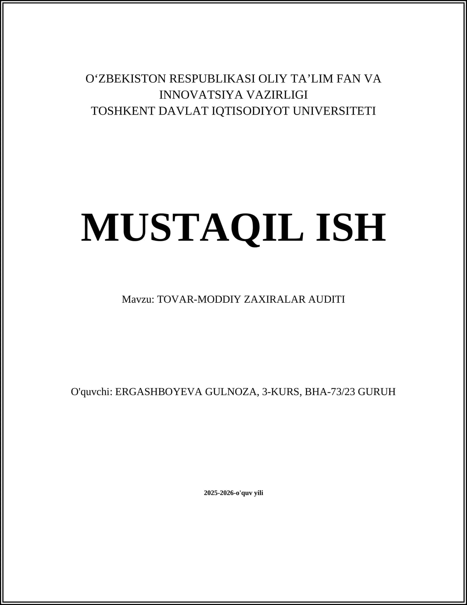 TOVAR-MODDIY ZAXIRALAR AUDITI
