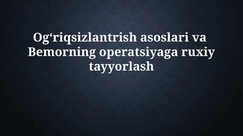 Anesteziya asoslari