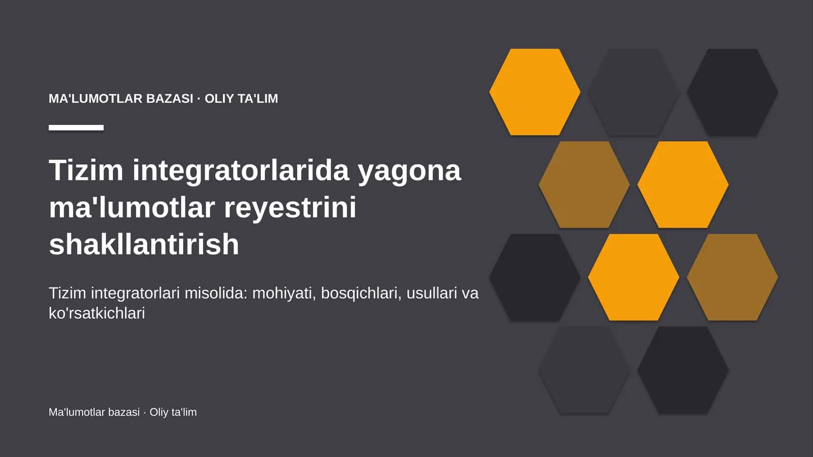 tizim integratorlarida yagona ma'lumotlar reyestrini shakllantirish 4343