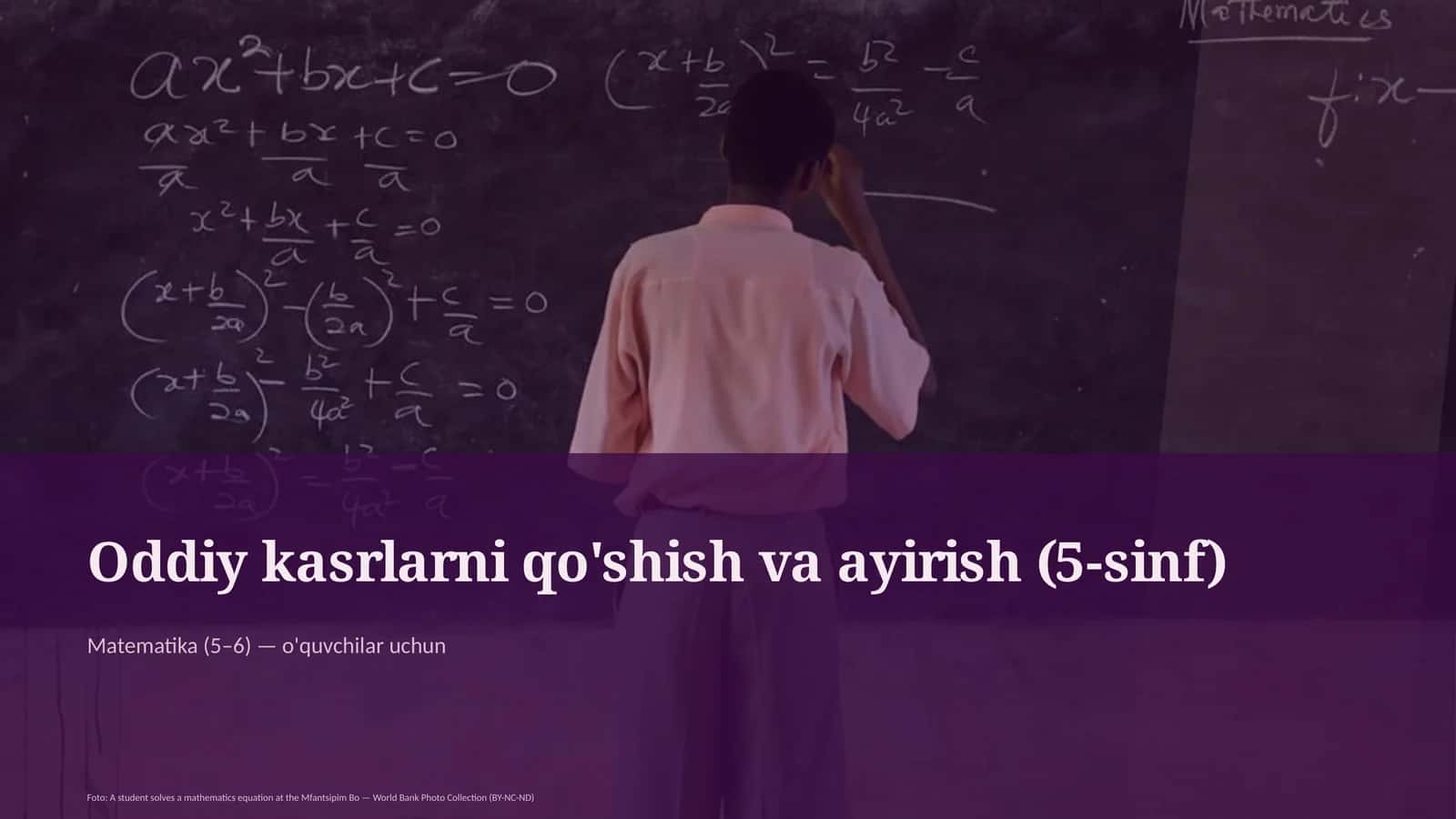 Oddiy kasrlarni qo'shish va ayirish (5-sinf)