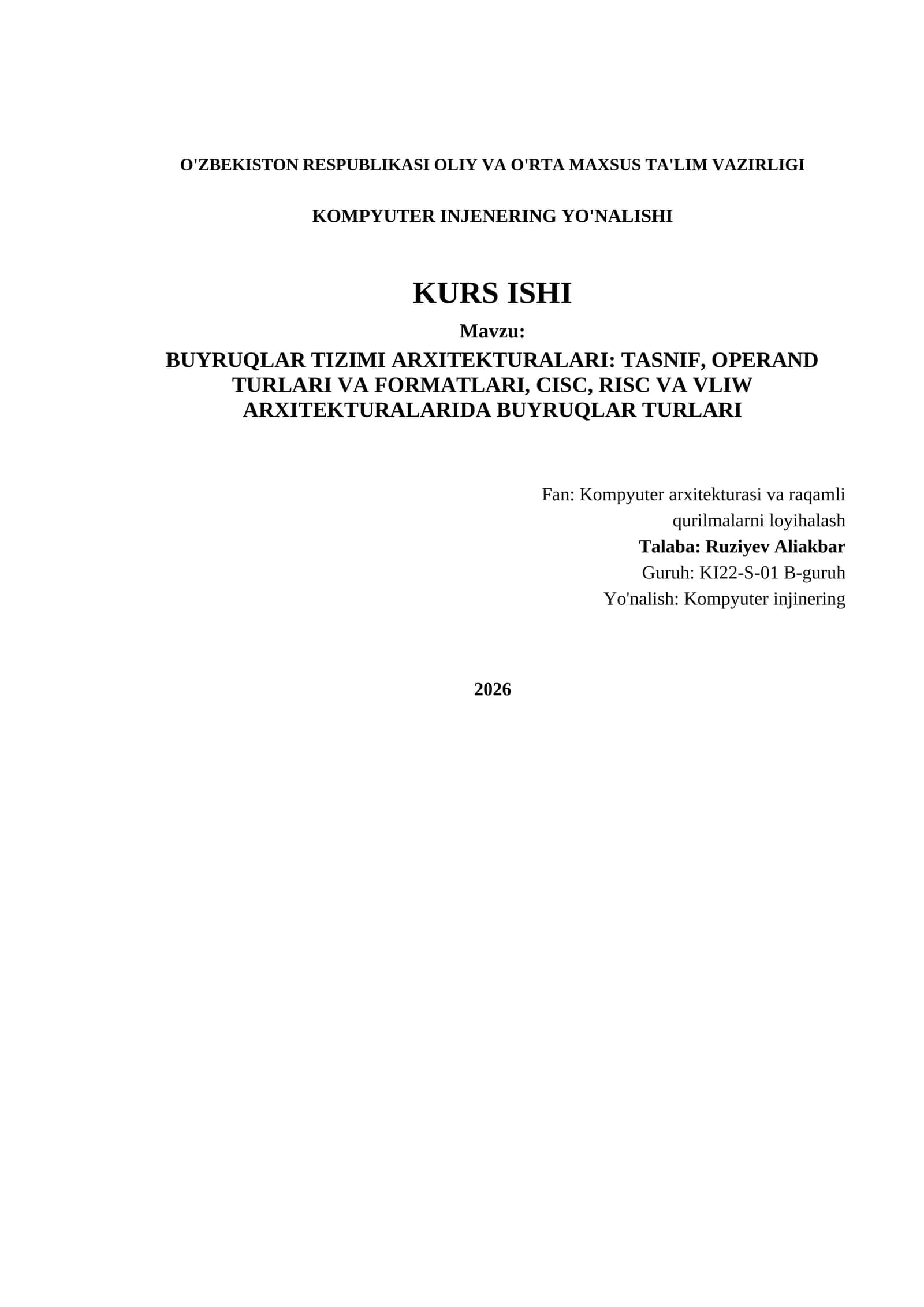 BUYRUQLAR TIZIMI ARXITEKTURALARI
