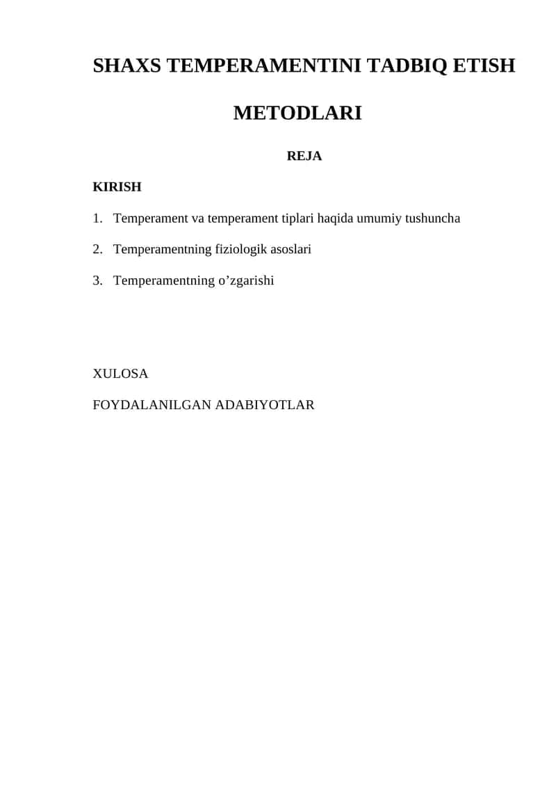 TEMPERAMENTINI TADBIQ ETISH METODLARI