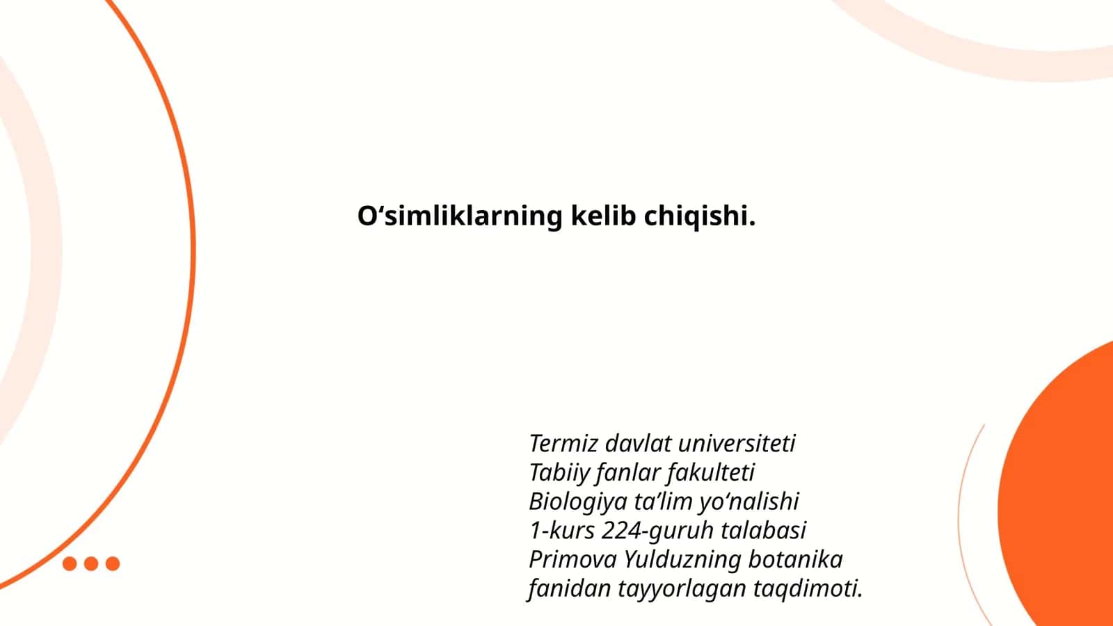 Oʻsimliklarning kelib chiqishi