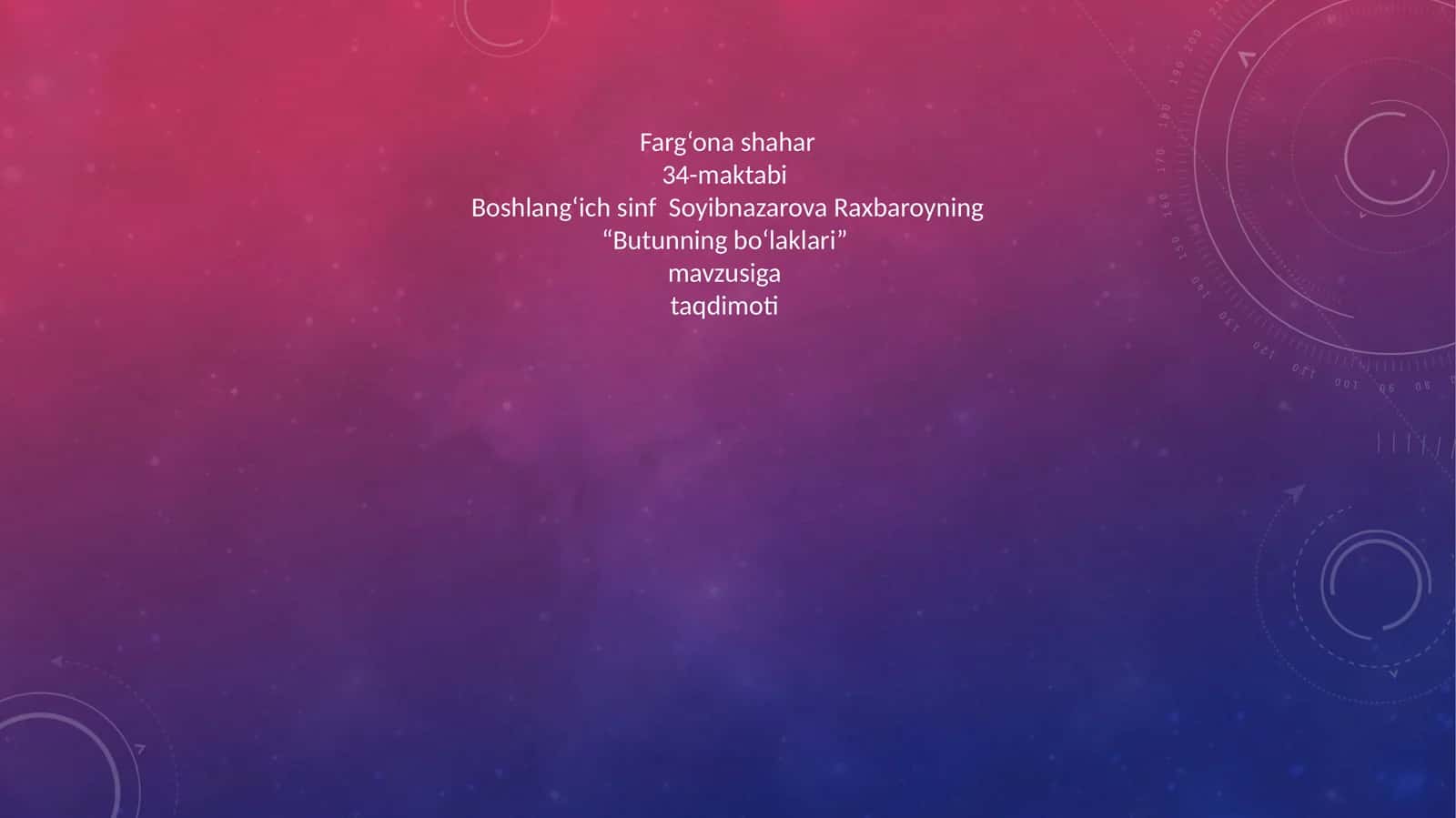 “Butunning bo‘laklari” mavzusiga taqdimoti