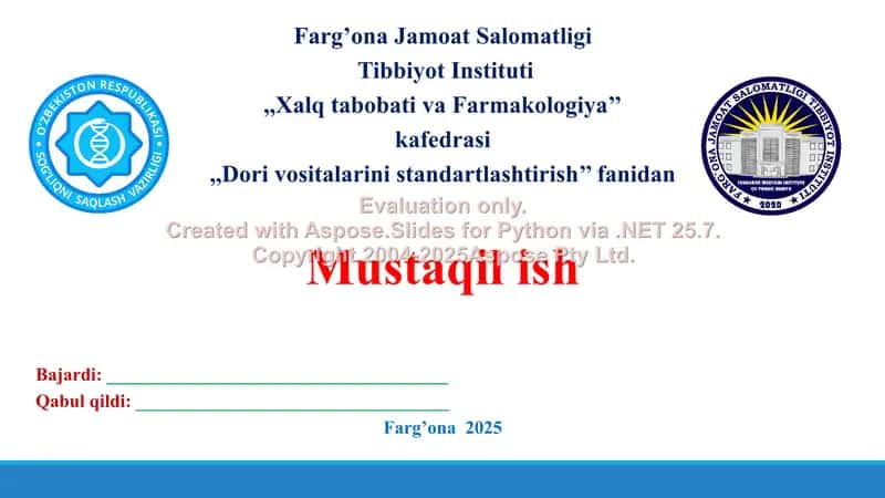 ИЧГА ҚАБУЛ ҚИЛИШ УЧУН СУЮҚ ДОРИ ПРЕПАРАТЛАР. Taqdimot 24 bet.