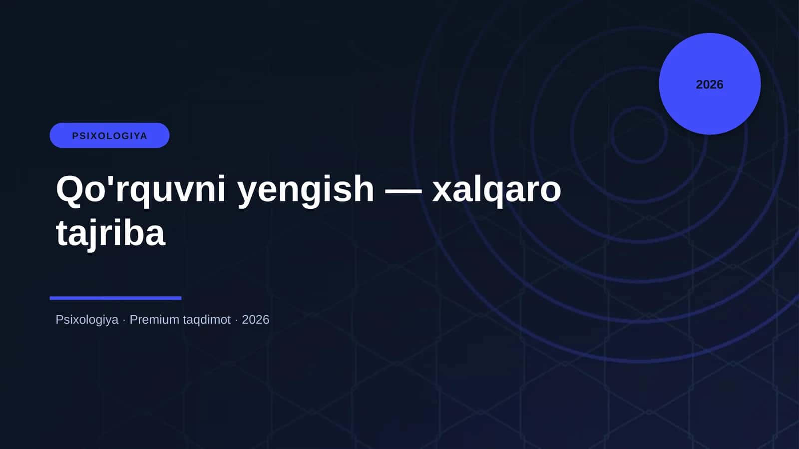 Qo'rquvni yengish — xalqaro tajriba