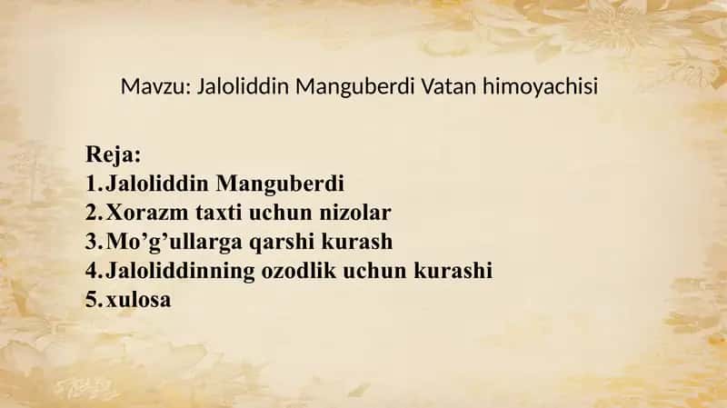 Jaloliddin Manguberdi vatan himoyachisi