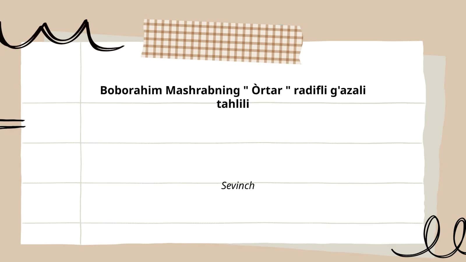 "Òrtar" radifli g'azali tahlili