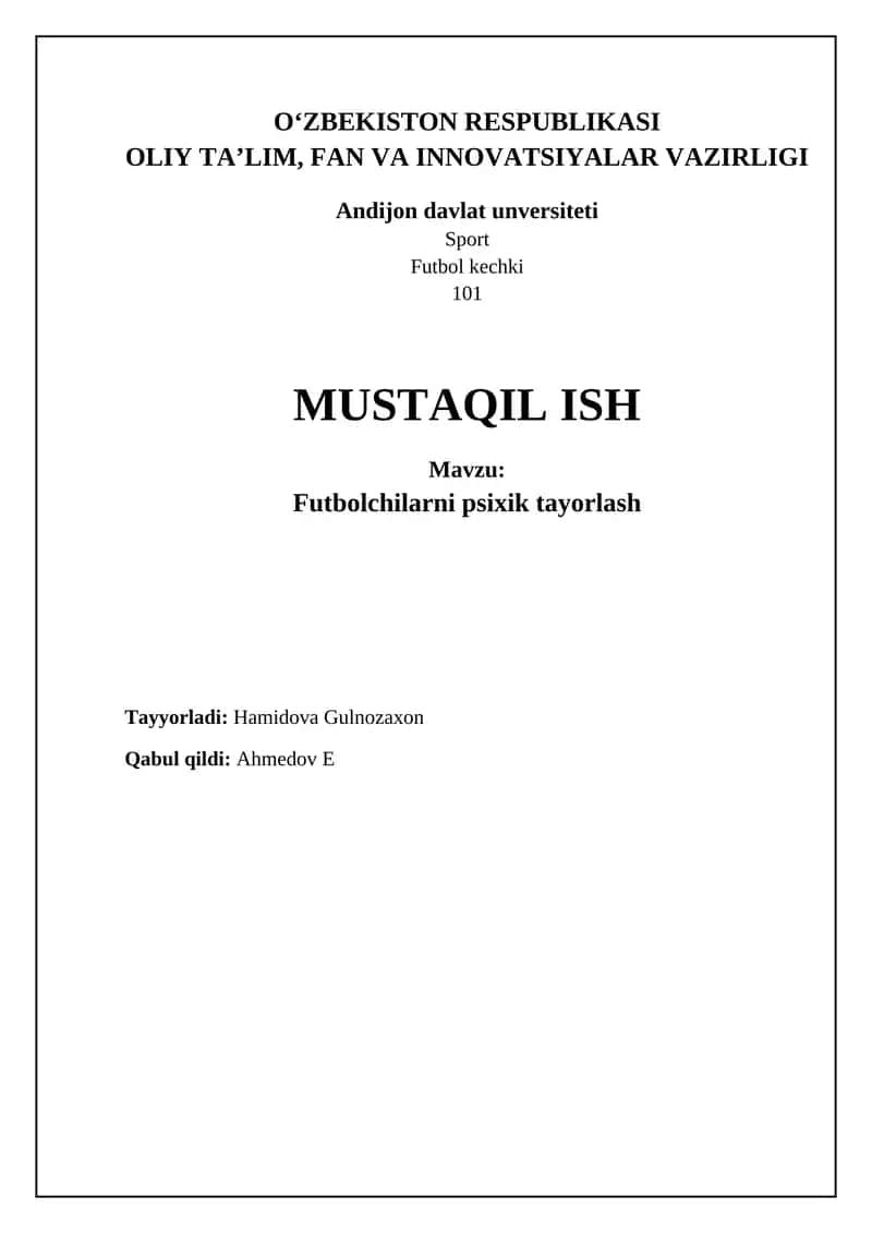 Futbolchilarni psixik tayorlash