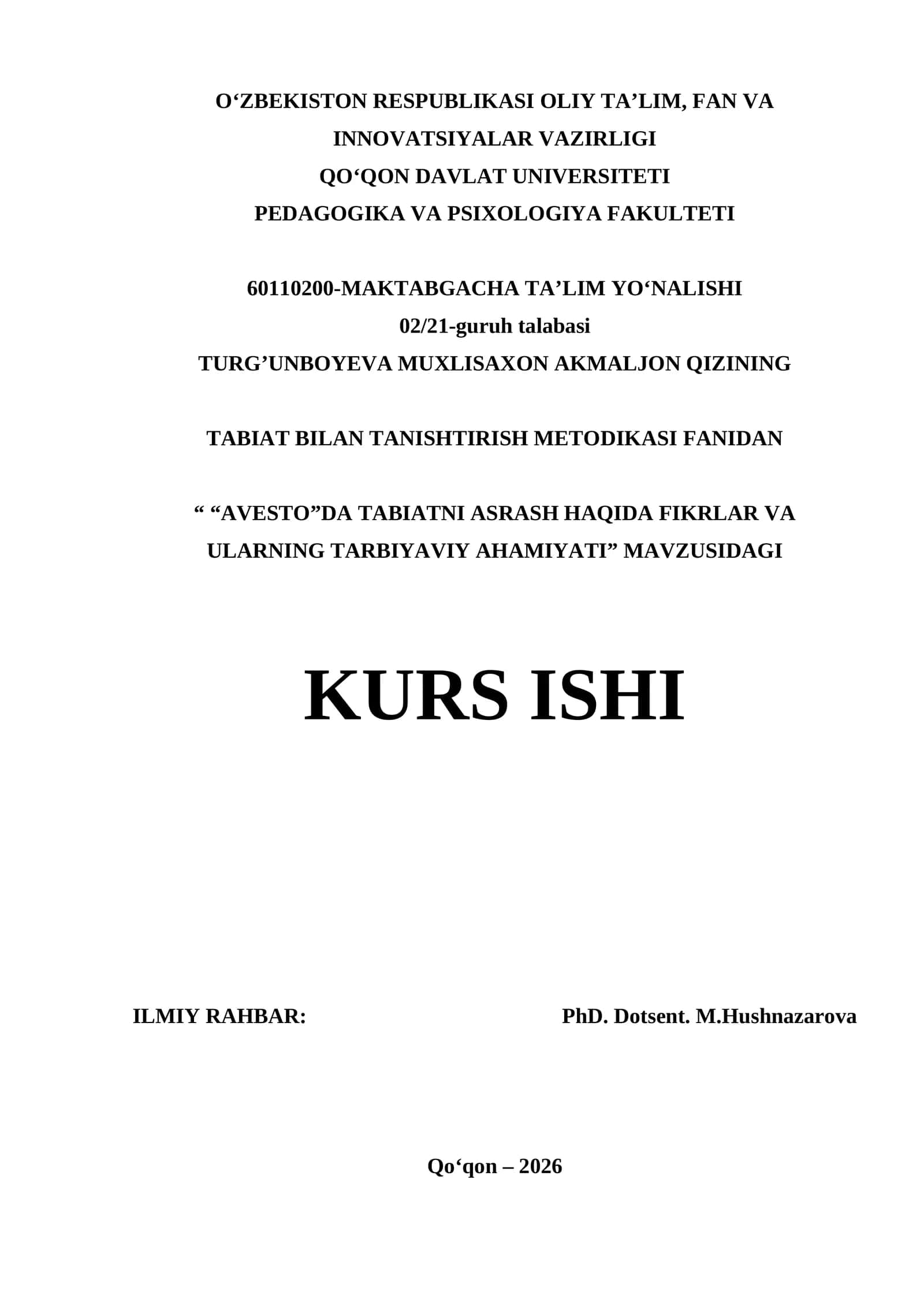 TABIAT BILAN TANISHTIRISH METODIKASI FANIDAN