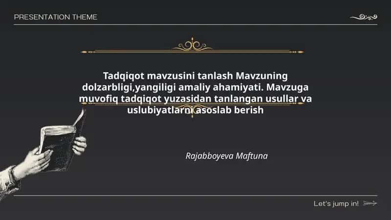 Tadqiqot mavzusini tanlash