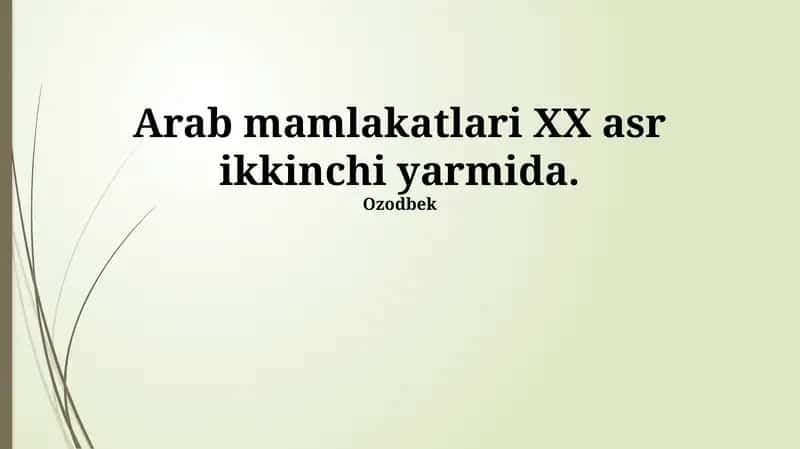 Arab mamlakatlari XX asr ikkinchi yarmida