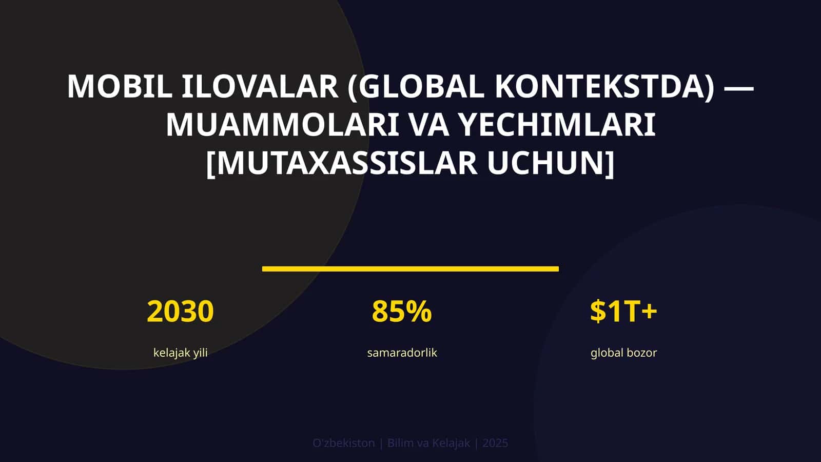 MOBIL ILOVALAR (GLOBAL KONTEKSTDA) — MUAMMOLARI VA YECHIMLARI [MUTAXASSISLAR UCHUN]