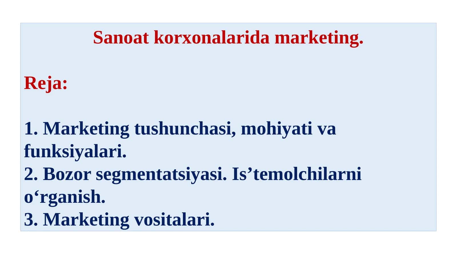 Sanoat korxonalarida marketing