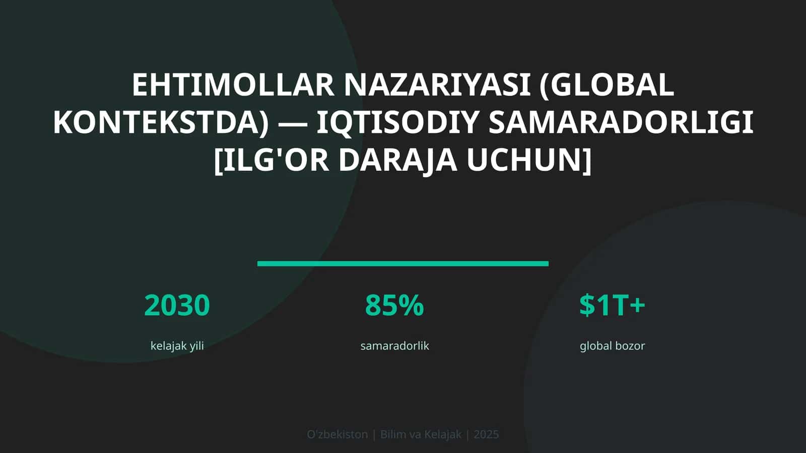 Ehtimollar nazariyasi (global kontekstda) — iqtisodiy samaradorligi [ilg'or daraja uchun]