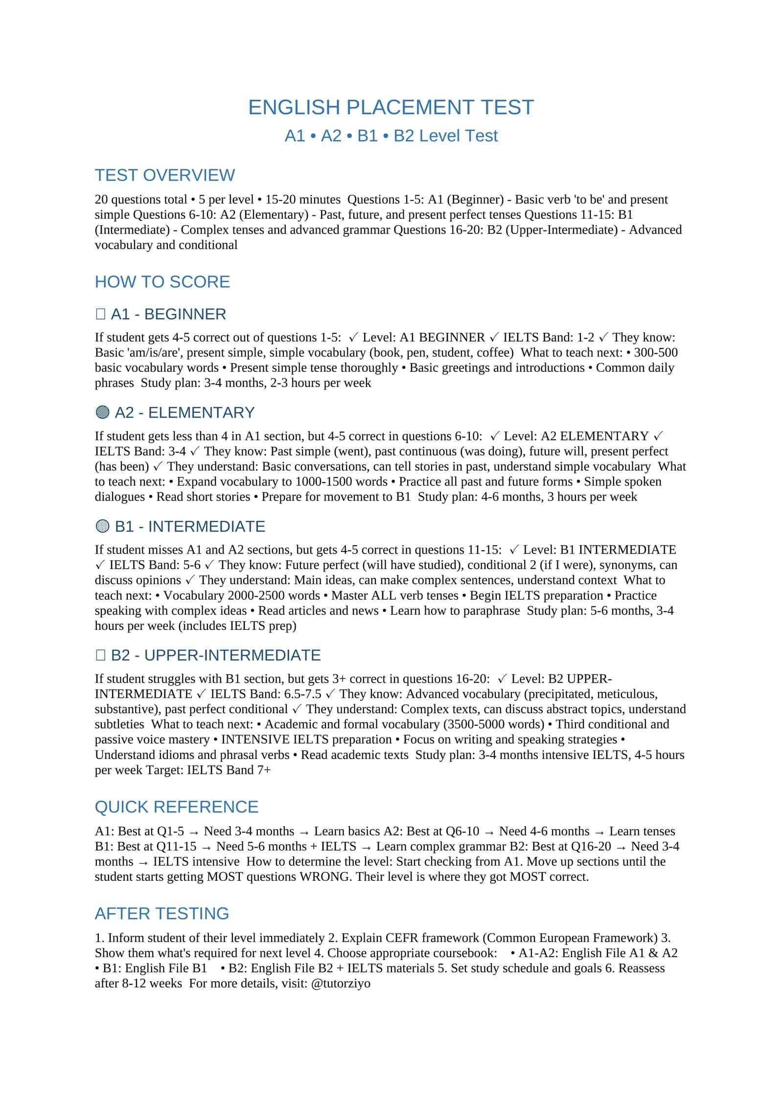 ENGLISH PLACEMENT TEST