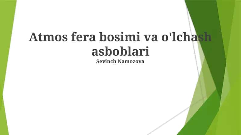 Atmos fera bosimi va o'lchash asboblari
