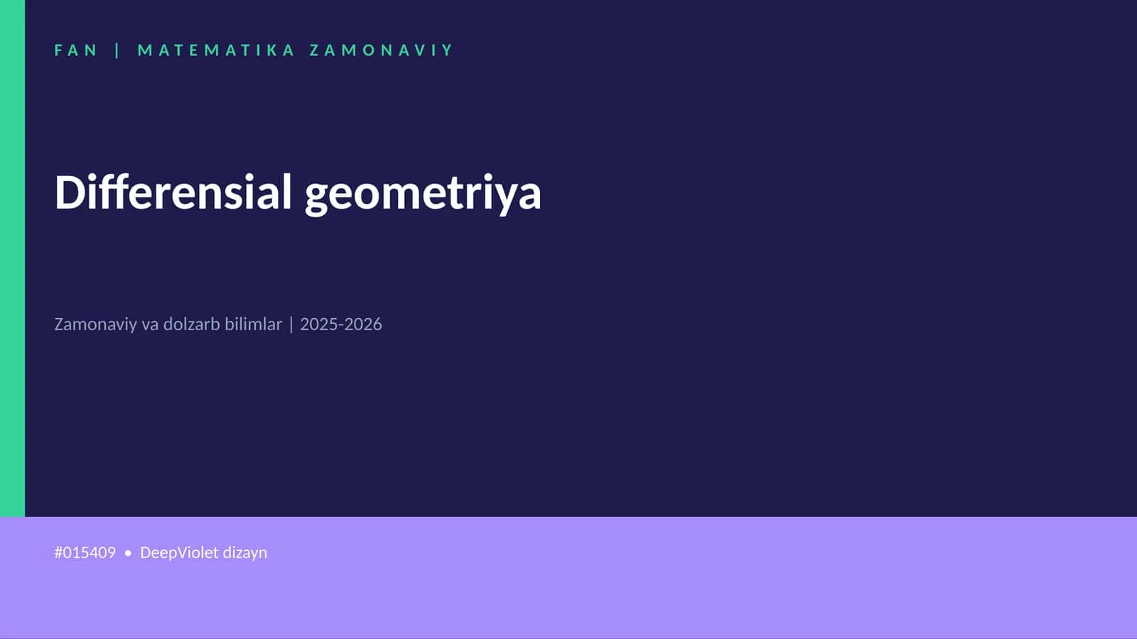 FAN | MATEMATIKA ZAMONAVIY